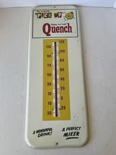vintage metallic/tin advertising thermometer for Quench, soft drink brand Used picture