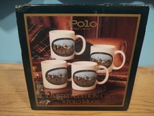 VTG 1978 Set of 4 Ralph Lauren Polo Coffee Mugs Cups Limited Ed. Orig. Box picture