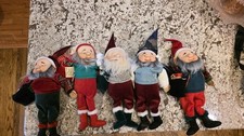 Vintage Set Of 5 Handmade Christmas Elves Whimsical Well Done Signed By Artist picture