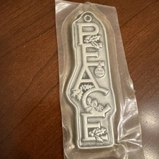 Vintage Wilton Columbia Pewter Christmas Ornament Peace with Hanging Hole picture