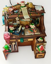 VTG 1992 Enesco Checking It Twice Music Box Animated Xmas Desk Mice WORKS VIDEO picture