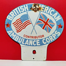 VINTAGE BRITISH AMERICAN AMBULANCE CORPS PORCELAIN ENAMEL METAL SIGN 9