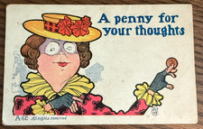 POSTCARD Comic Humor A Penny for your Thoughts UDB c1906 picture