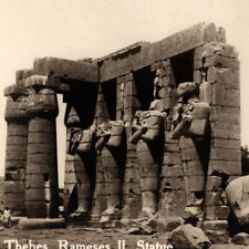 Vintage 1910s RPPC Thebes Rameses II Statue Ramesseum Al Qarna Postcard Luxor picture