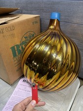 VTG Baker's Lawn Ornament Gazing Gold Sw Glass Globe Christmas USA Made 12 In XL picture
