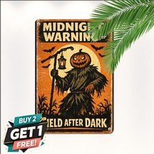 Beware The Harvest Spooky Halloween Cave Decor Metal Tin Sign 8x12 picture