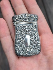 Antique Sterling Silver Match Safe. Repousse Art Nouveau. Rare. Estate. picture