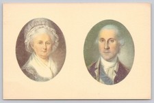 George & Martha Washington Miniature Portraits Mount Vernon Postcard Peale Art picture