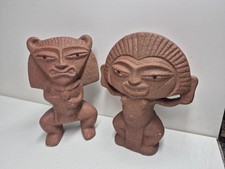 VTG Aztec Mayan Mexican Terracotta Clay Statues Pre-Columbian Style Folk Art... picture