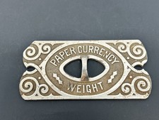 Vintage Nickel-plated Cast Iron Paper Currency Weight Paperweight picture