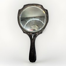 Antique Quadruple Plate Hand Mirror Victorian Scroll Floral Monogram Vanity picture