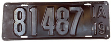 Vintage 1919 Iowa Auto License Plate Tag Garage Man Cave Wall Decor Collector picture