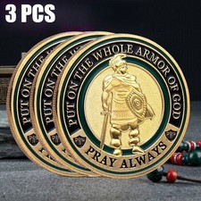3Pcs Put On the Whole Armor Of God Commemorative Collection Challenge Coin Gift picture