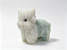 Natural Angelite Crystal Carving Cute Highland Cow Animal Figurine Home Decor picture