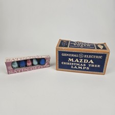 Vintage GE Mazda Satin Glo Christmas Tree Light Bulbs Assorted Colors Untested picture