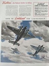 1941 Vintage Lockheed Aircraft Corporation print ad.  Lockheed for leadership  picture