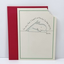 Vintage Sandra Boynton Funny Humor Greeting Card Hippo Dieting Bite Mark Die Cut picture