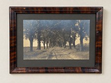 Antique Sepia Landscape Photograph Framed Vintage Photo 1900s Decor picture