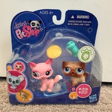Hasbro Littlest Pet Shop #1313 Purple Eye Cat #1313 Blue Eye Pug NIB 2009 picture