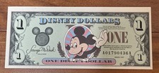 1999 A Disney Dollar $1 Mickey Mouse Collectible Currency Note Uncirculated picture