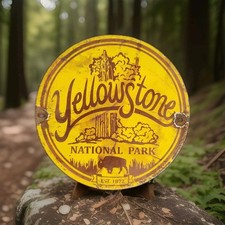 Vintage Yellowstone National Park Porcelain Sign Vintage, Est. 1872, RV Camping picture
