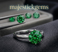 1 Ct Certified Lab GROWN Round Cut Green Color Diamond Ring By STERLING SILVER picture