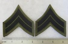 Pair 1960s US ARMY VIETNAM CORPORAL E-4 Subdued JUNGLE STRIPES PATCHES Original picture