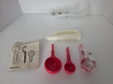 New Tupperware Portioning Scoop Set Cookie Kitchen Tool 3 Sizes Red Dark Pink Cl picture