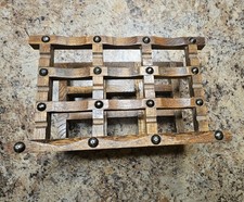 Vintage Napkinholder Wood and Rivets Mid Century Modern MCM Retro Boho 1960s 70s picture