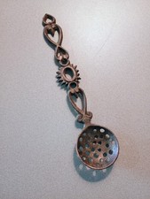 10-in Taiwanese Vintage Cast Iron Straining Spoon Rustic Wall Hanging Decor picture