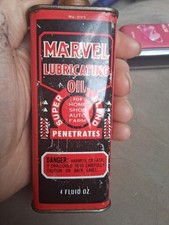 Vintage Marvel Lubricant Oil Can With Spout Advertising Tin Oiler picture