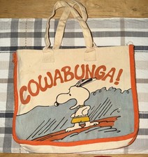 Vintage 70s Snoopy Cowabunga Surfing Tote Bag Butterfly Orginals Canvas No Snap picture
