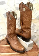 Vintage Cowboy Boot TEXAS/ U.S.A. 1970's Tan Leather Western 9.5D GUC picture