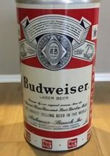 Vtg 1970s Budweiser Metal Barrel Wrap Store Sign Display New Old Stock NOS Rare picture