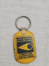 Vintage Neighborhood Watch Rubber Yellow Keychain RARE OOAK picture