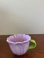 LANG by Design mug is shaped like a purple tulip with a contrasting green handle picture