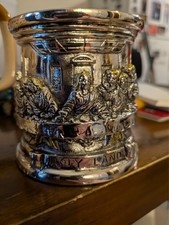 Vintage Karshi Jerusalem Last Supper Candle Holder 925 Silver Holy Land picture