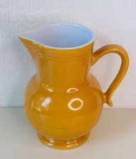 LOVELY VTG EMILE HENRY FRANCE CERAMIC PITCHER JUG VASE MARIGOLD YELLOW picture