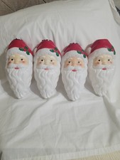 4 Vntg Empire Santa Head Blow mold Light Covers 9