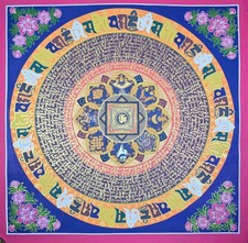 Hand Painted Om Mani Padme Hum Mandala Thangka – Tibetan Buddhist Sacred art picture