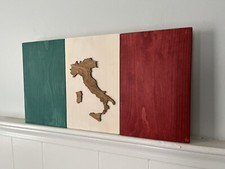 Wood Italian Flag / Rustic Italian Flag / 11”x21.5” / Italy Outline picture