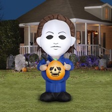 Universal Michael Myers Halloween Airblown Inflatable Jack O Lantern Knife 5ft picture