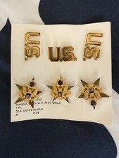 Vintage 1979 US Army General Staff Officer Collar Insignia Set Carded picture