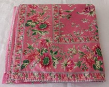 April Cornell Large Pink Printed Cotton Tablecloth Cottage Floral 108