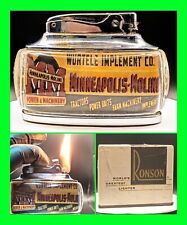 Rare Vintage Minneapolis Moline MM Advertising Ronson Table Lighter Farm w/ Box  picture