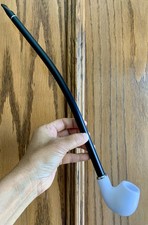 16 inch Long Stem White Bowl Tobacco Smoking Pipe picture