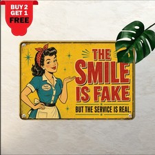 Fake Smile Sarcastic Humor Tin Sign Novelty Workplace Office Plaque 8x12 picture