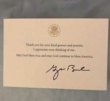 GW BUSH WHITE HOUSE CARD THANK YOU & PRAYERS GOLD EAGLE REPUBLICAN GOP 2001 RARE picture