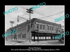 OLD 8x6 HISTORIC PHOTO OF DETROIT MICHIGAN THE MASSNICK PHIPPS FACTORY c1910 picture