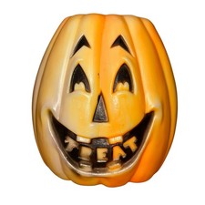 Vintage Halloween Blow Mold Pumpkin Jack O Lantern Treat Teeth Light Up Decor picture